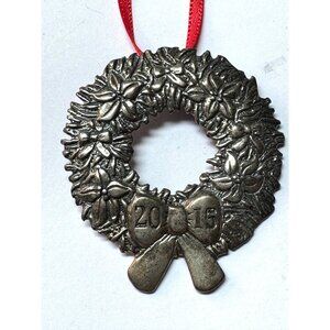 Vintage 2015 Estate Sterling Silver 925 Christmas Wreath Ornament H&H 19.7g